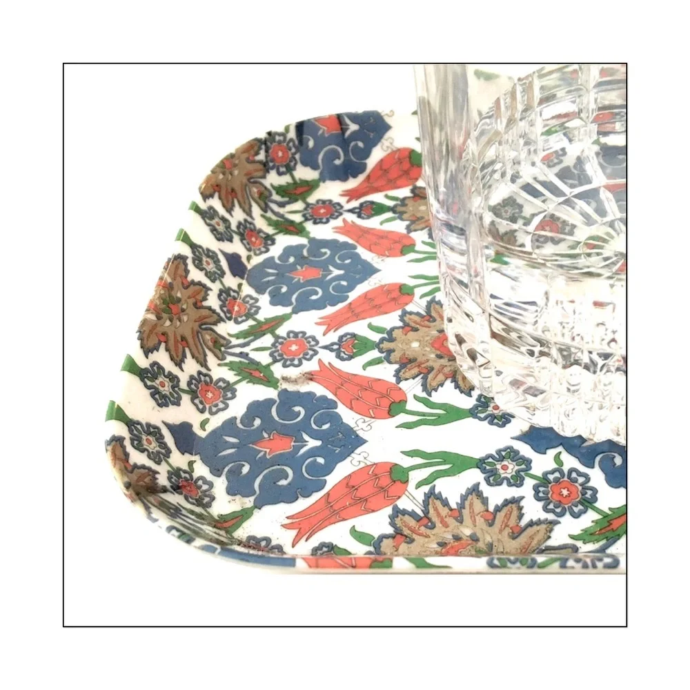 Vintage Set of Two Melamine Trays in Retro Print